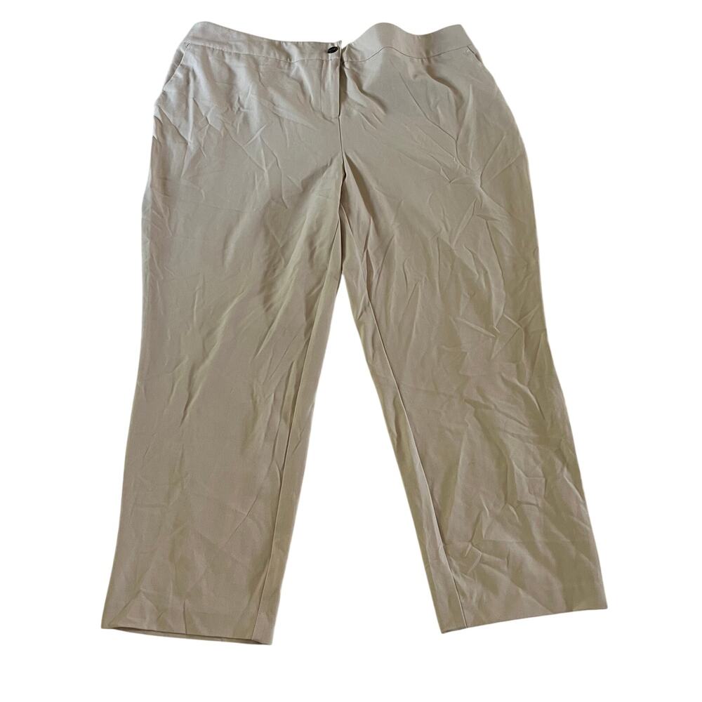 High Rise Khaki Beige Trouser Pant Plus Size 24W Stretch Business Career Office